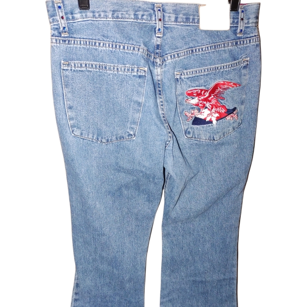(6) Tommy Hilfiger Eagle Back Pocket Low Rider Flare Jeans - Picture 2 of 12